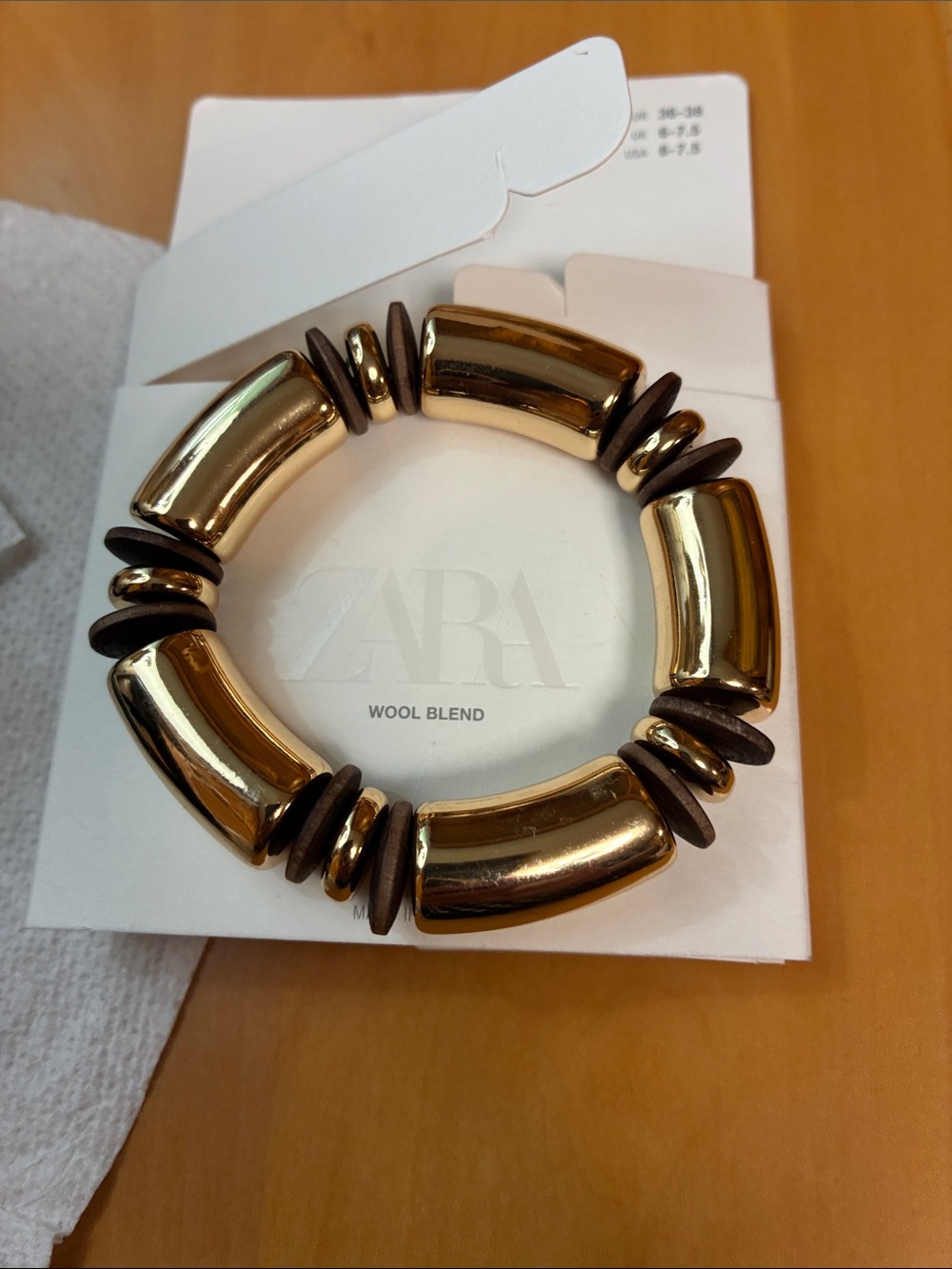 Zara Gold and Dark Brown Bead Stretch Bracelet